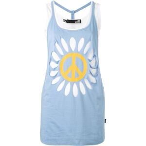 LOVE MOSCHINO Peace Sign Tank – Double Layer Graphic Cotton Top Size 4sta